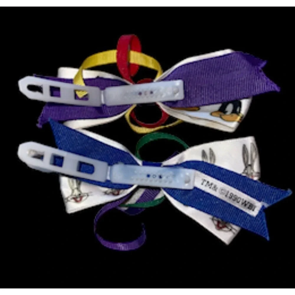 Vintage Looney Tunes Hair Barrette Ribbons Bugs Bunny Daffy Duck 1990 Barrettes